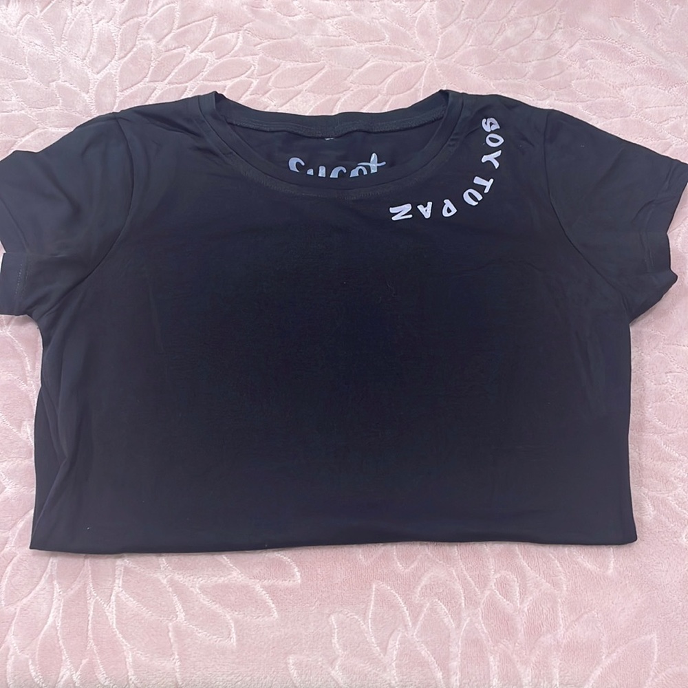 Camisa en algodón color negro “SOY TU PAZ” talla S